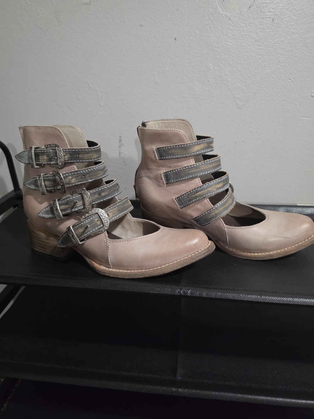 Freebird Scarlett Blush Pink Multi-Buckle Ankle Booties